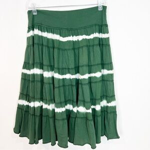 YOGI GREEN WHITE STRIPE TIE DYE A-LINE SKIRT WOMENS SZ MEDIUM